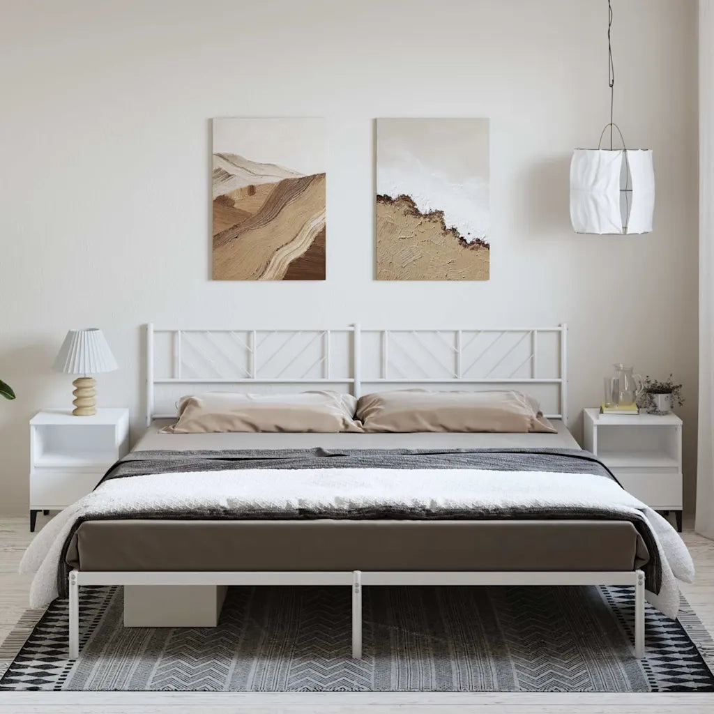 Giroletto con Testiera-Struttura Letto con testiera Metallo Bianco 193x203 cm 993293
