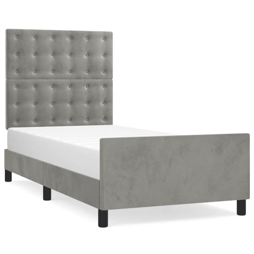 Giroletto con Testiera Grigio Chiaro 90x190 cm in Velluto cod mxl 61178