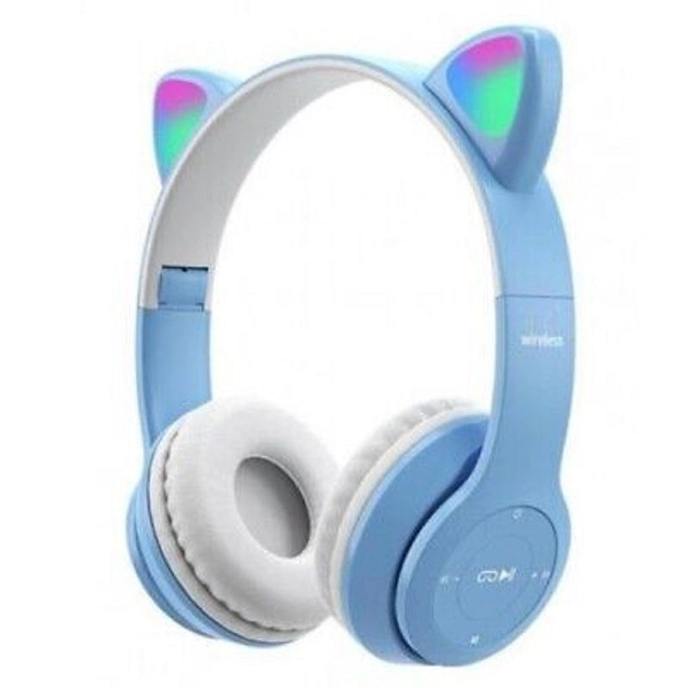 Trade Shop - Cuffie Bluetooth Wireless Gaming Auricolare Led Orecchie Gatto Smartphone Q-em51 -