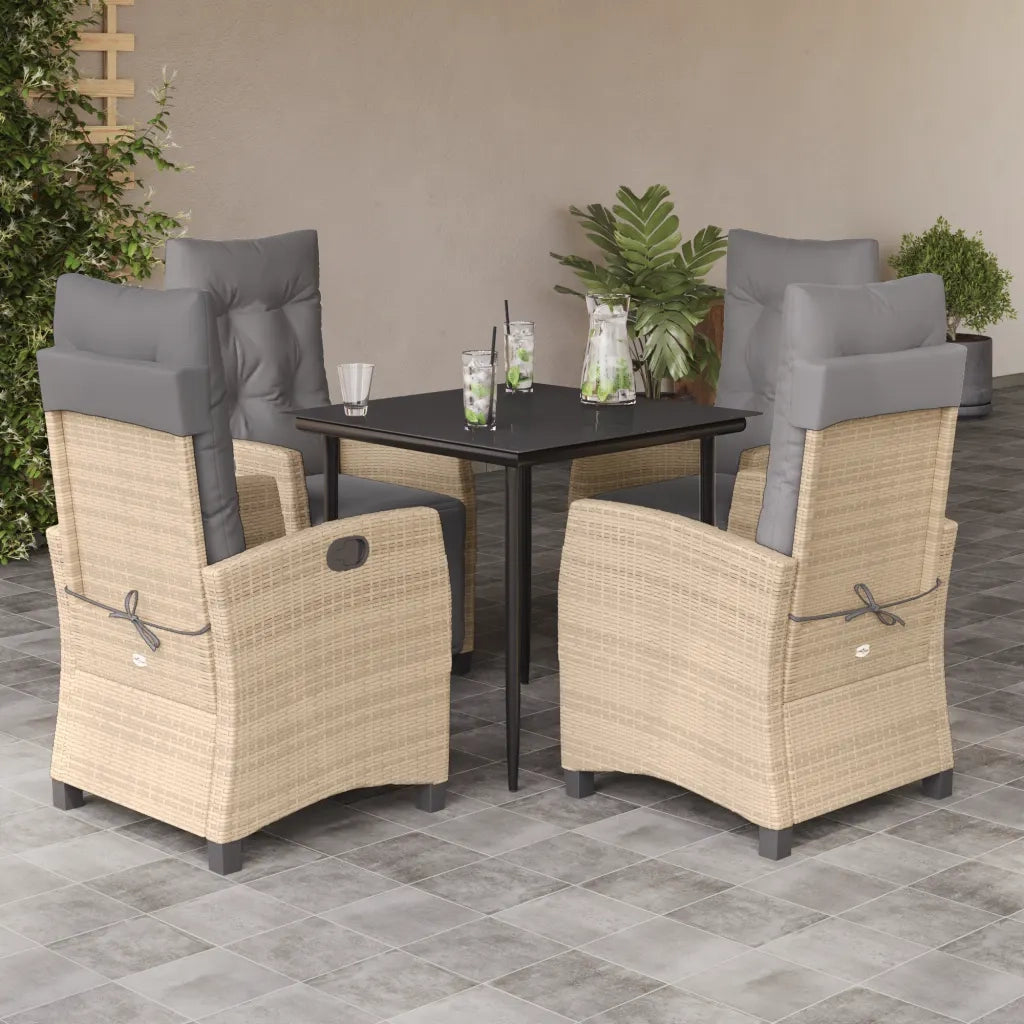 Set Pranzo da Giardino 5 pz con Cuscini Beige Misto Polyrattan 3213017
