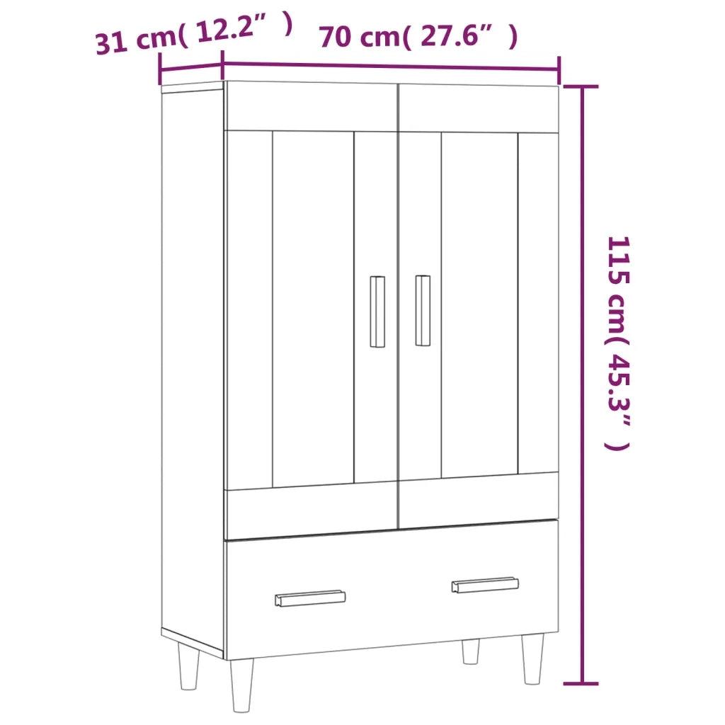 Credenza Grigio Cemento 70x31x115 cm in Legno Multistrato 812568