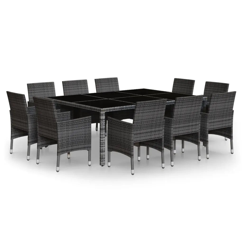 Set da Pranzo per Giardino 11 pz in Polyrattan Grigio cod mxl 37947
