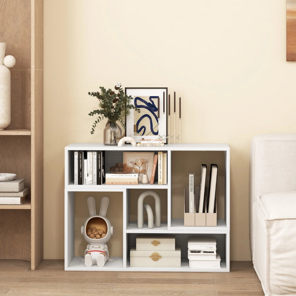 Mobile TV console a 2 pezzi con combinazione libera, Centro di intrattenimento minimalista per TV da 50-60pollici Bianco
