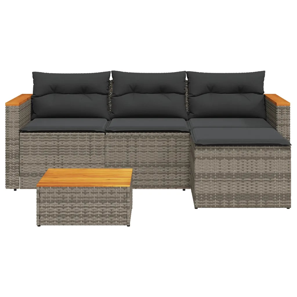 Set Divani da Giardino 3 pz con Cuscini Grigio in Polyrattan