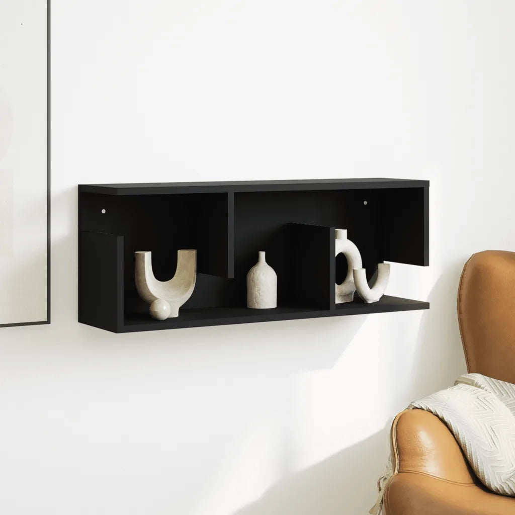 Mobile a Parete 80x20x30 cm Nero in Legno Multistrato 854833