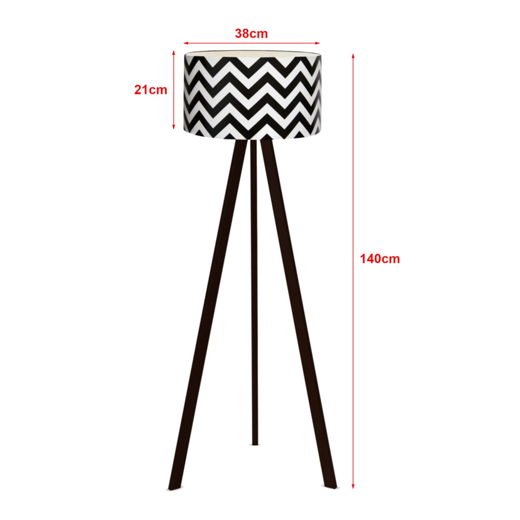 Lampada da Terra a Treppiede Newport Alta 140 cm Paralume Cilindrico - Bianco / Nero lux.pro