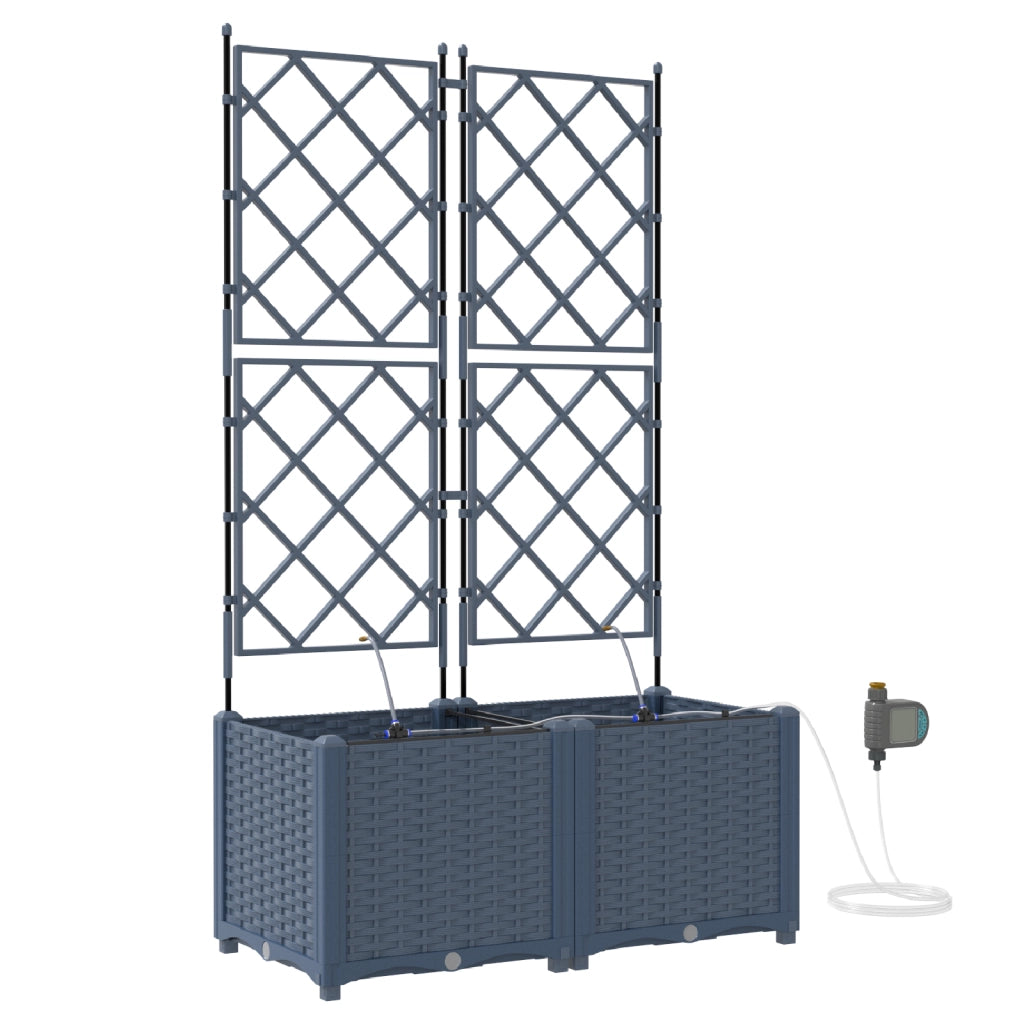 Fioriere da Giardino con Sistema di Irrigazione 2 pz Grigio