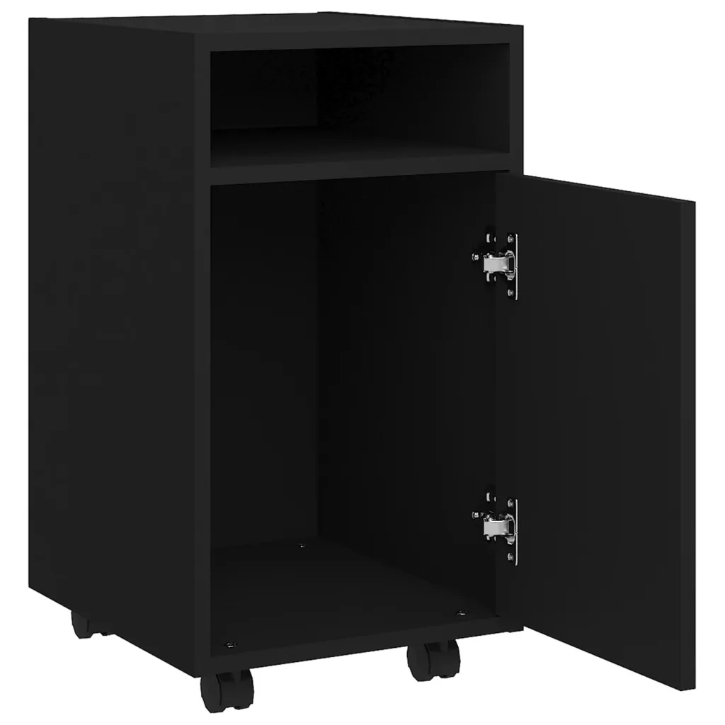 Credenza con Ruote Nera 33x38x60 cm in Legno Multistrato 803048