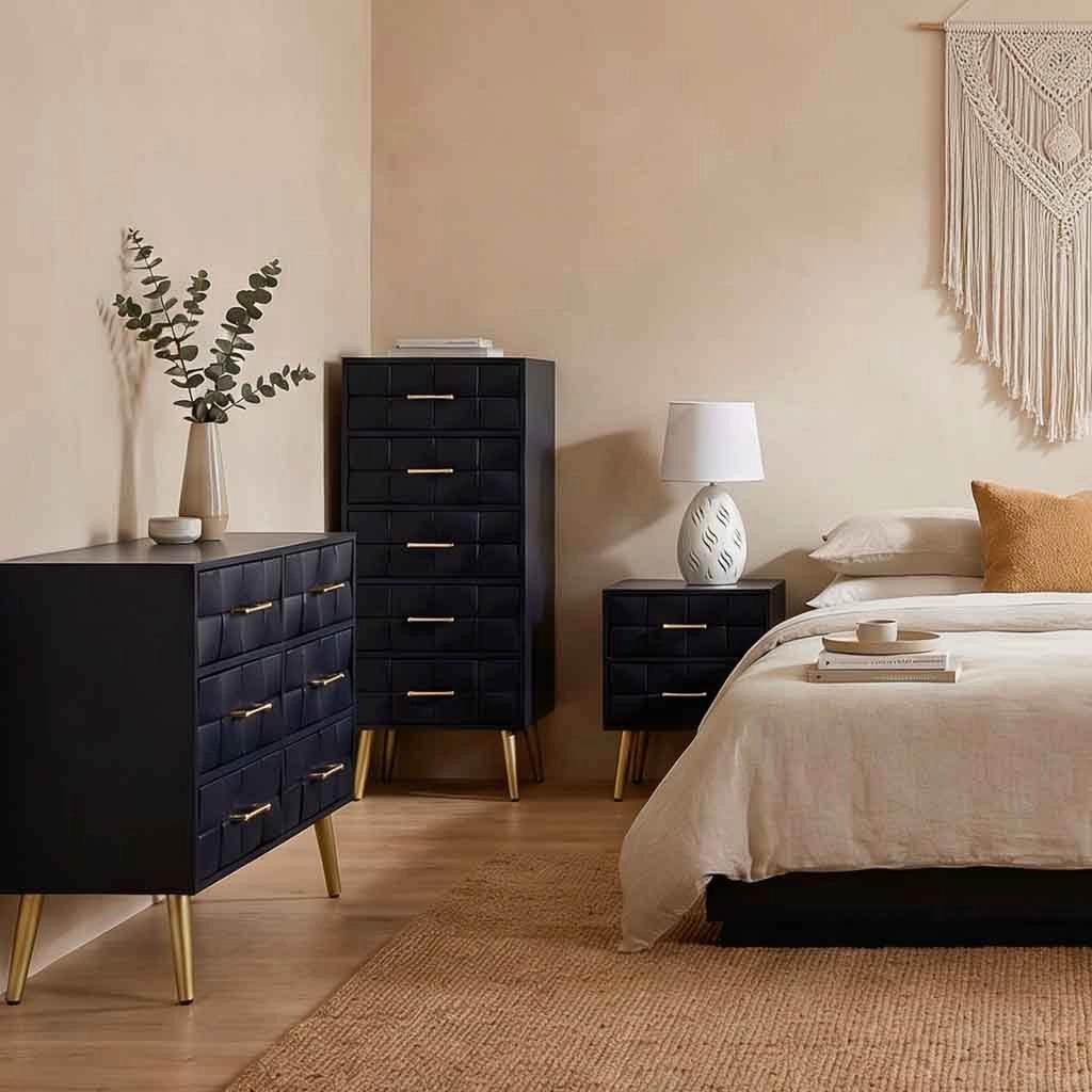 Cassettiera alta in legno nero 44x38x108h cm