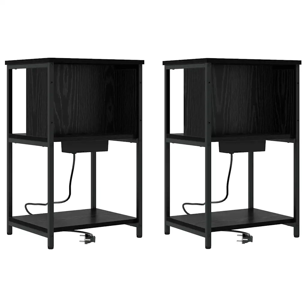vidaXL Armadio da Notte 2 pcs Rovere nero 38 x 31 x 61 cm