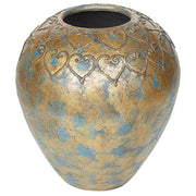 Vaso Decorativo dorato Blu terracotta 30 cm Ovale Effetto Anticato interni accessorio