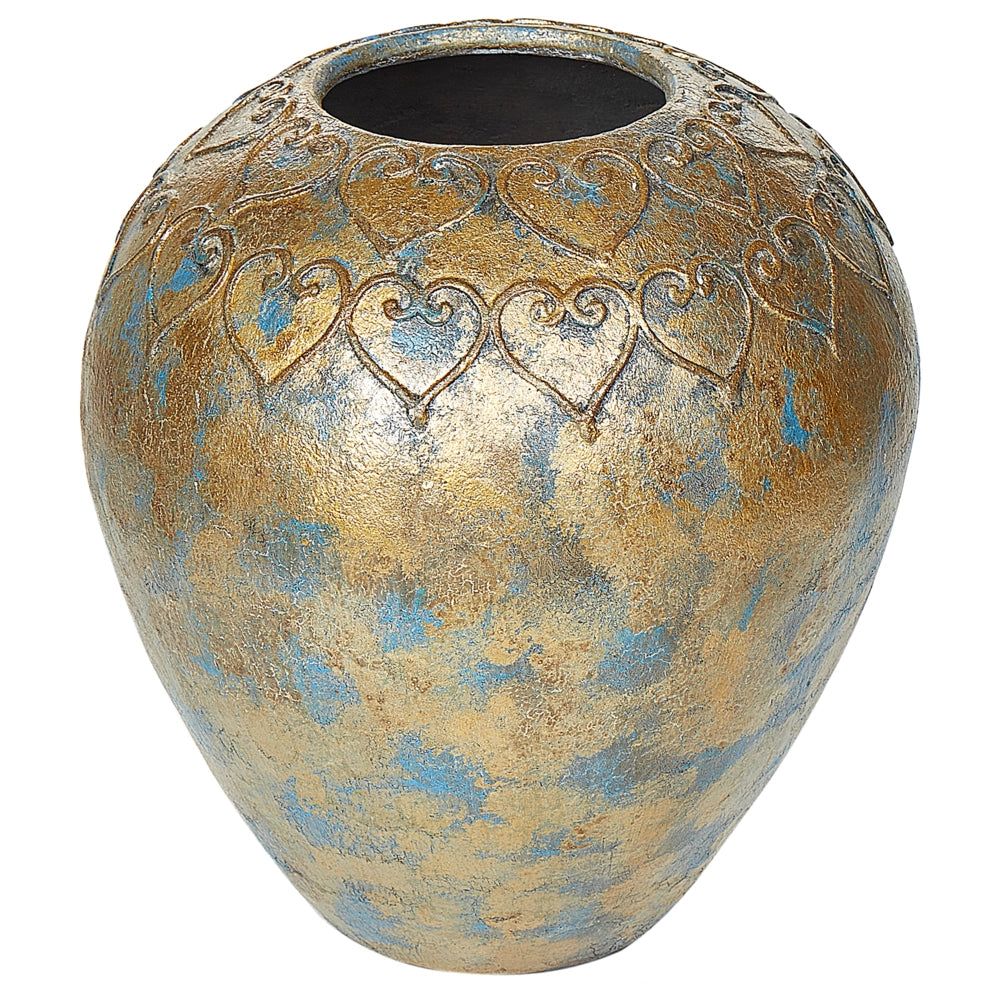Vaso Decorativo dorato Blu terracotta 30 cm Ovale Effetto Anticato interni accessorio