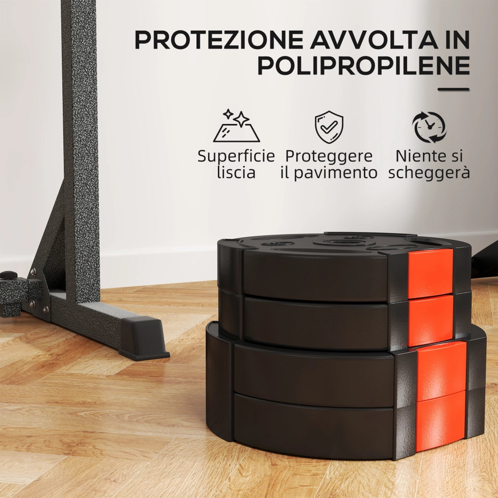 Kit Pesi con 2 Dischi da 7.5 kg e 2 Dischi da 5 kg in Polipropilene e Sabbia, ?30x5.5 cm e ?27x4.5 cm, Nero