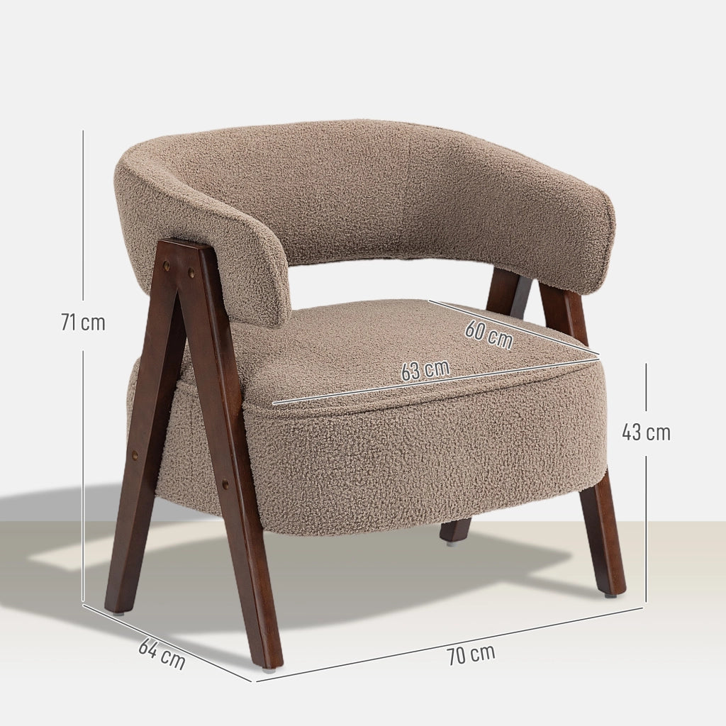 Poltrona in tessuto bouclette ¨C zephmum ¨C 70x64x71 cm, marrone