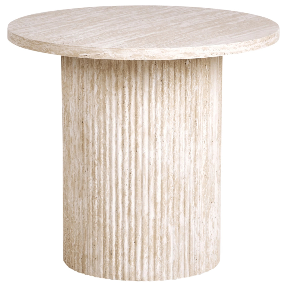 Tavolino con piano in MDF impiallacciato Base in pietra ø 50 cm Beige Design moderno Soggiorno