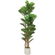 Ficus lyrata artificiale, pianta artificiale con 71 foglie, tronco in legno massello, vaso, 50 x 50 x 150 cm, verde