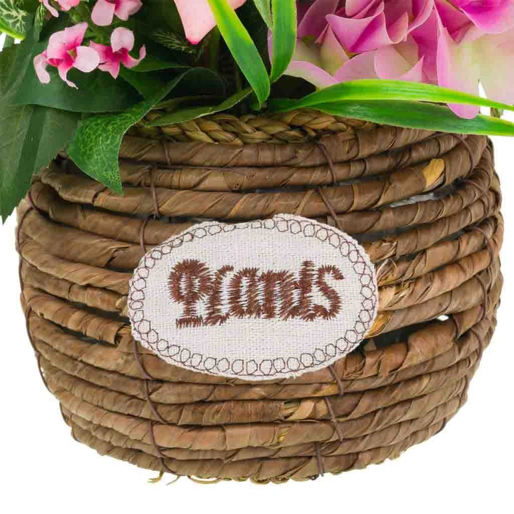 Cesto in corda con mazzo di fiori 26x26x50h