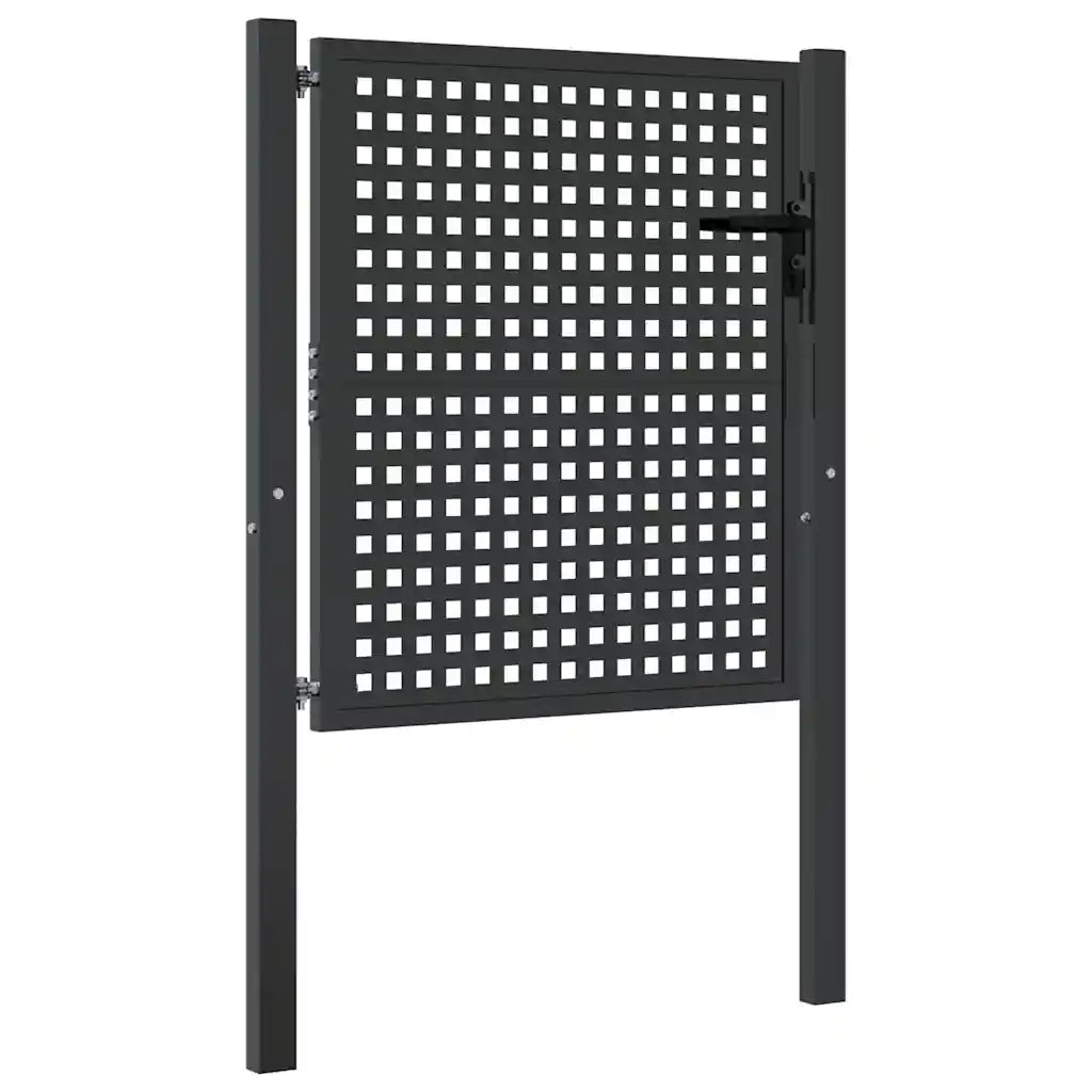 Cancello da Giardino Antracite 100x100 cm in Acciaio 154560