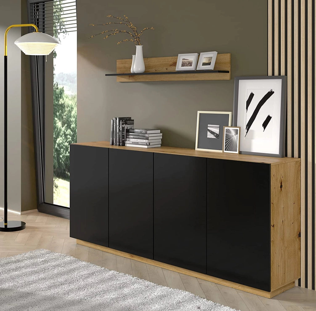 MOBILE SCAFFALE MENSOLA SOSPESA AURA 120x16x20cm ROVERE NERO OPACO