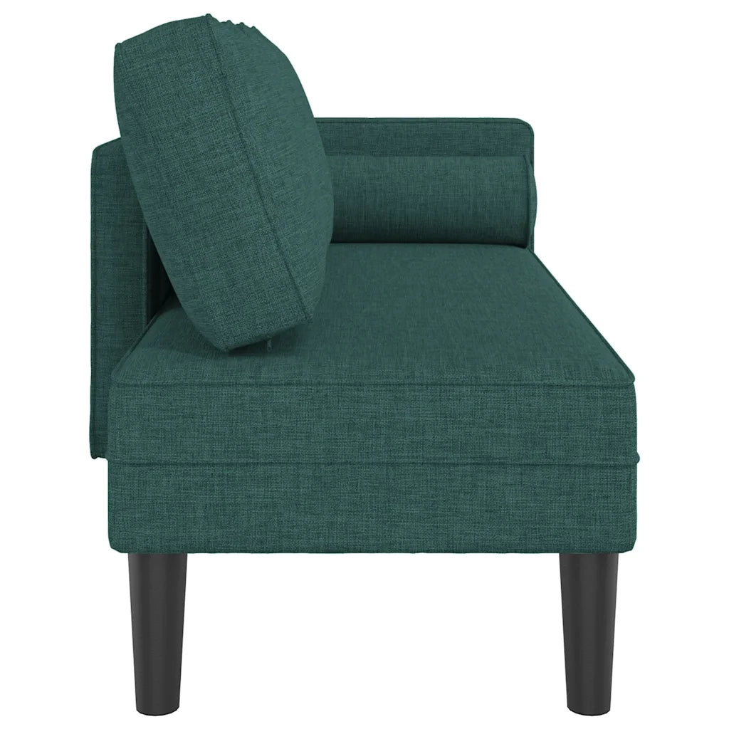 Chaise Longue con Cuscini Verde Scuro in Tessuto