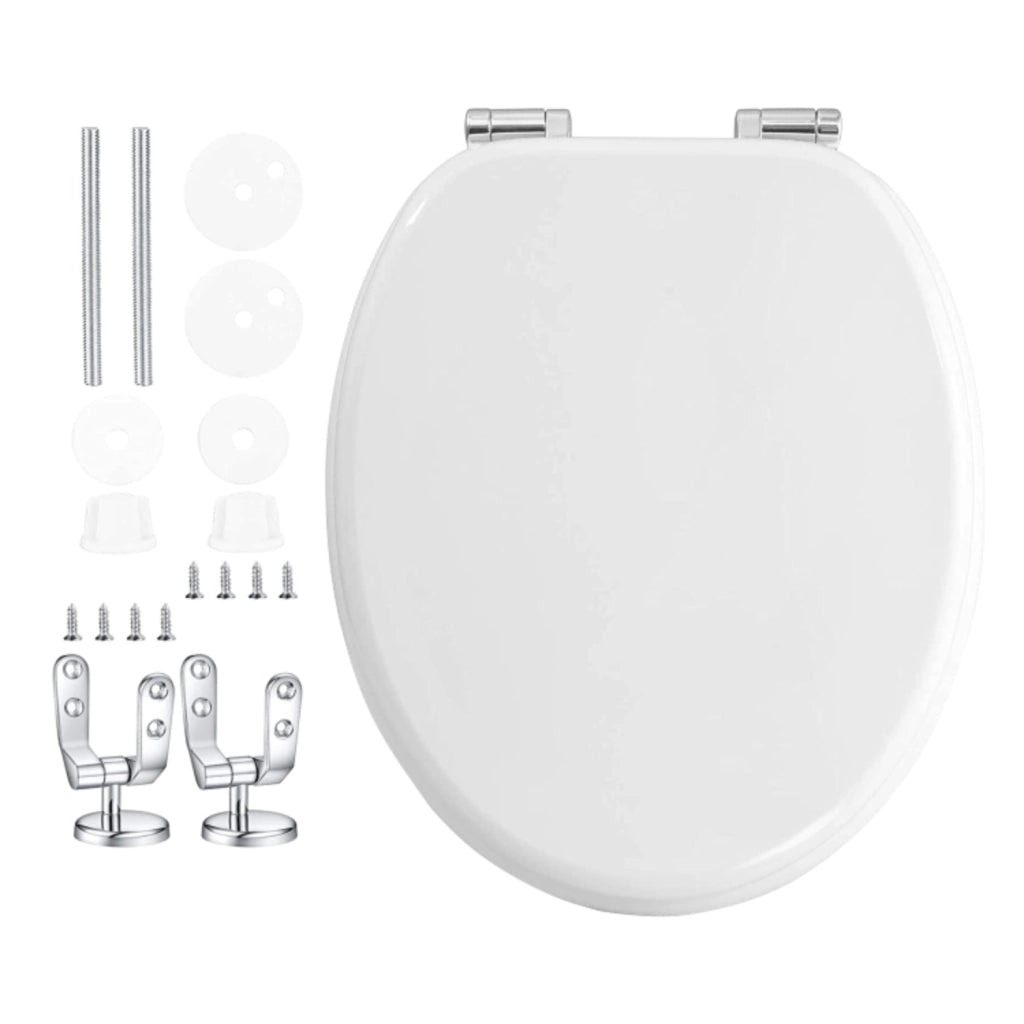 Copri Water Tavoletta WC Universale Legno Mdf Cerniere Cromate Antiruggine