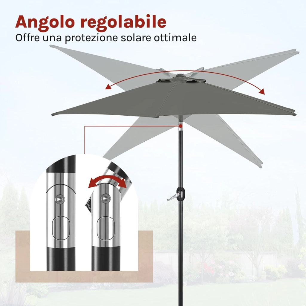 WOLTU Ombrellone da Giardino, Ombrellone da Spiaggia Grande con Manovella, Ombrellone da Esterno, Protezione UV per Terrazza, Mare, Piscina