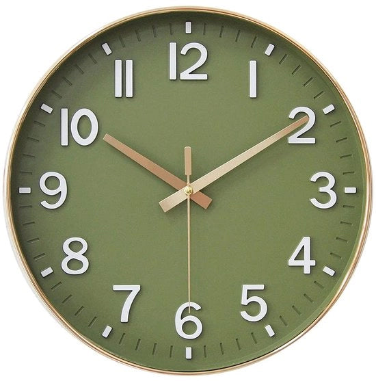 HZDHCLH 30cm orologio da parete silenzioso con lancetta seconda che si muove e numeri arabi senza tic per decorazione in salotto, cucina, ufficio e camera da letto (verde matcha)
