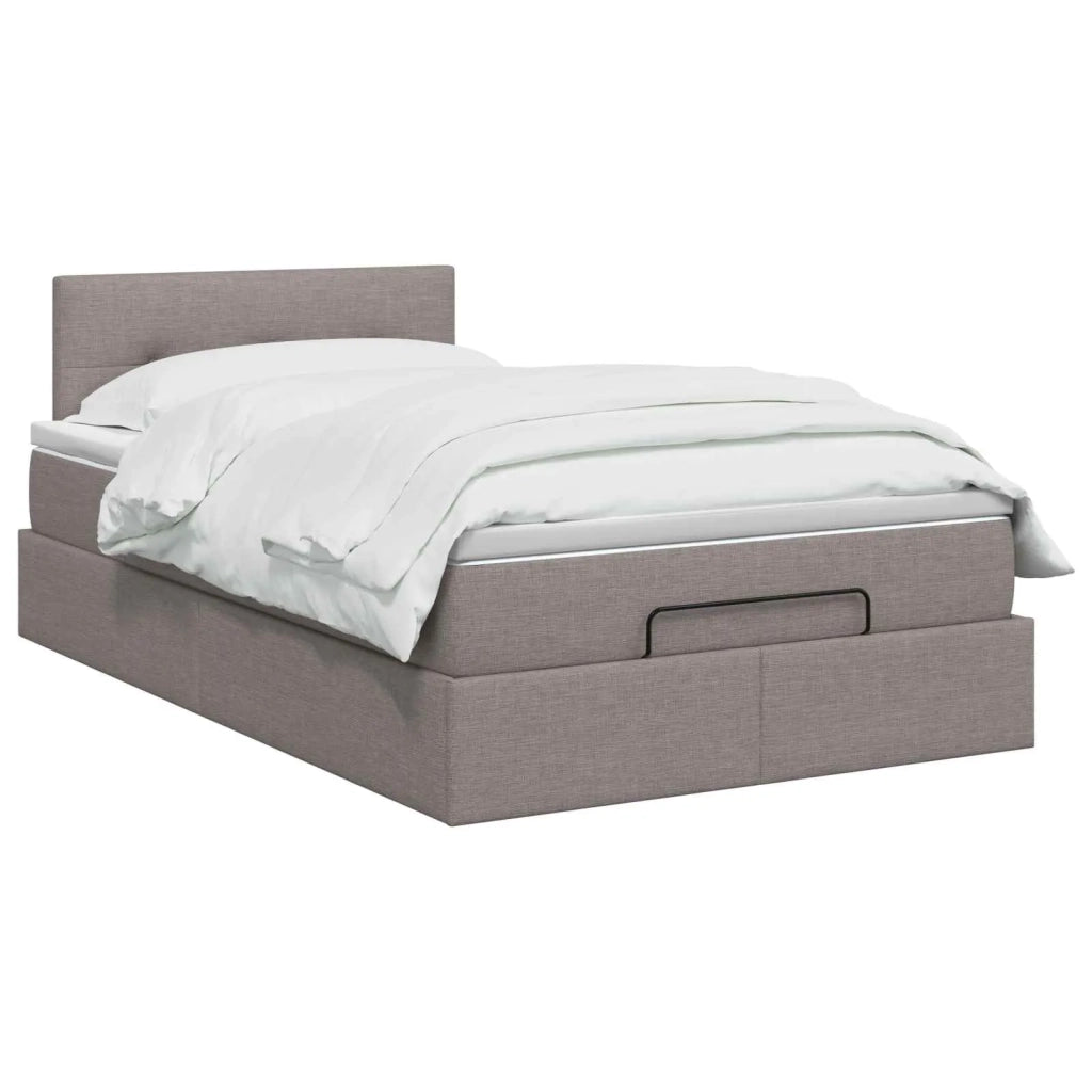 Letto ottomano con materasso Tortora 120 x 190 cm Tessuto 3456313