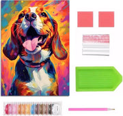 Kit di Puntinatura a Diamante Completo per Animali Cani - Puntinatura 5D a Tutto Tondo - Artigianato a Casa - Decorazione per Muri - Arte a Punti - 30,48 x 40,64 cm