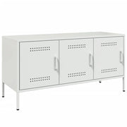 Mobile TV multimediale mensola TV credenza TV per sala da pranzo soggiorno camera da letto 100,5 x 39 x 50,5 cm acciaio bianco 02_0025542