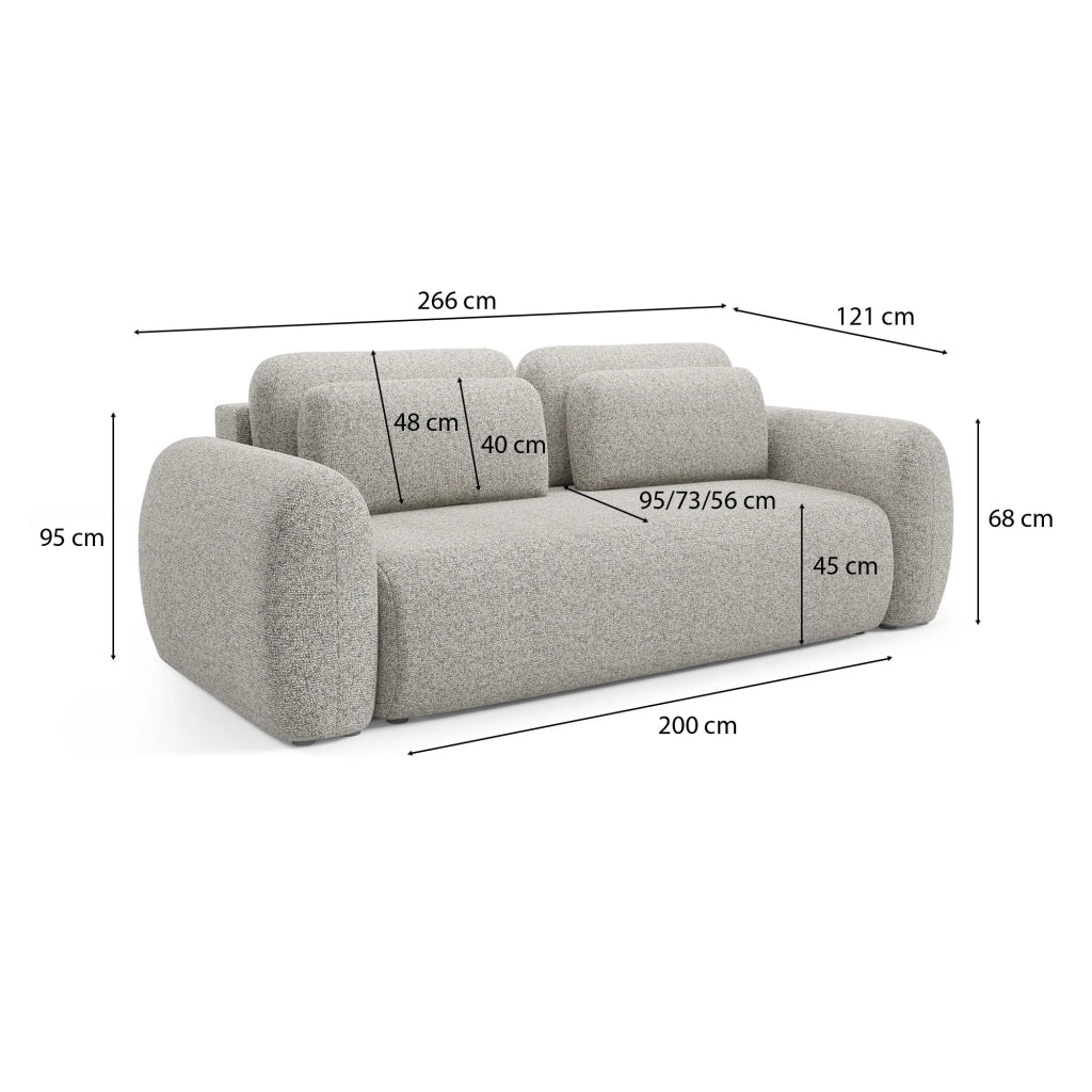 Sessame, Divano Letto 3 Posti Contenitore, 266x121 cm Beige