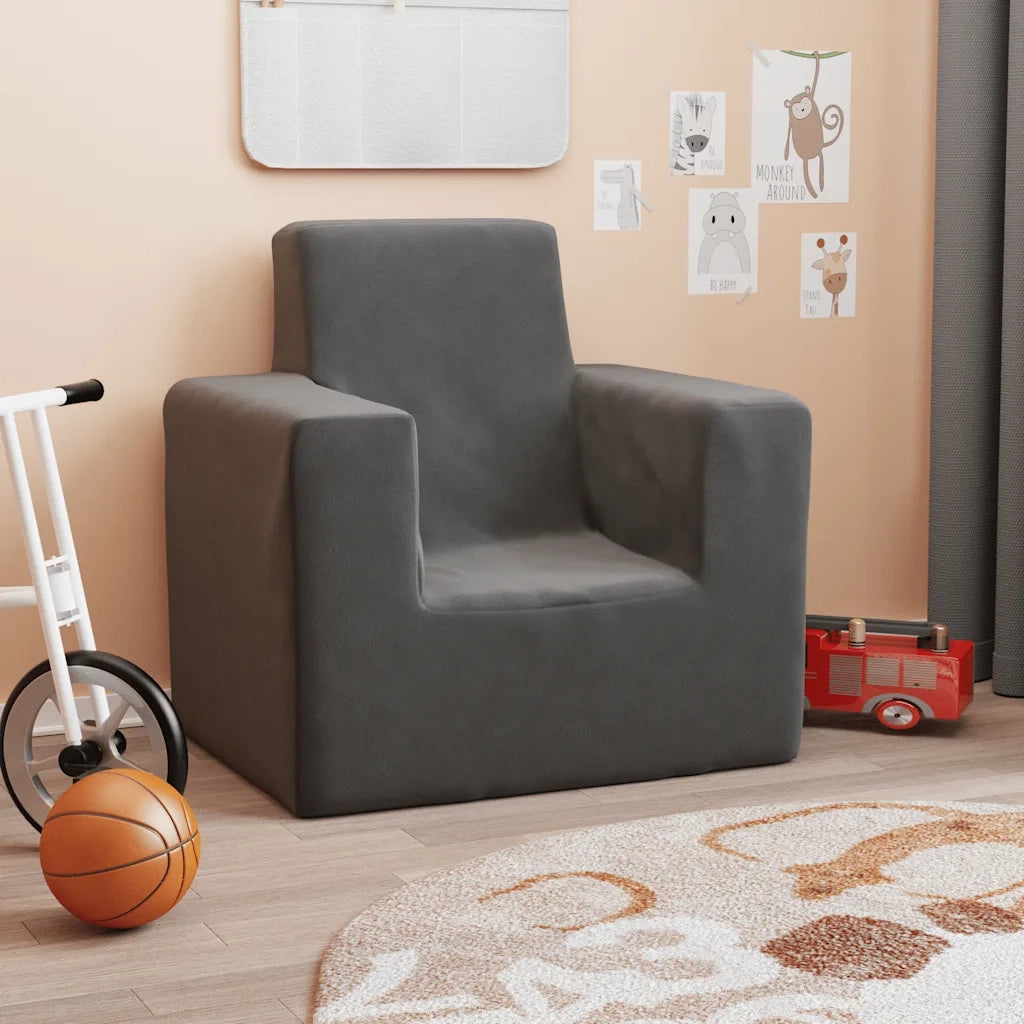 Divano per Bambini-Sofa-Divanetto Antracite in Morbido Peluche 164355