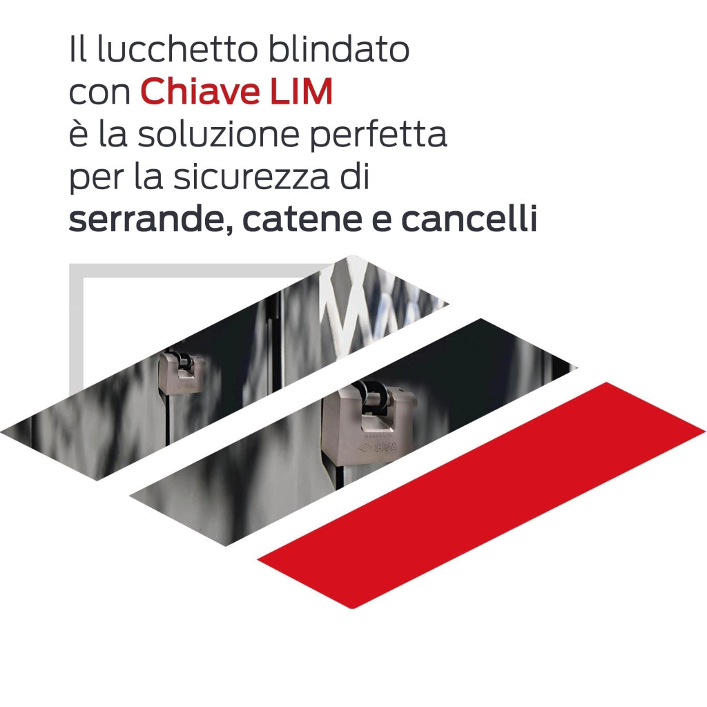 Lucchetto Rettangolare in Acciaio con Chiave Lim Cisa 84 mm