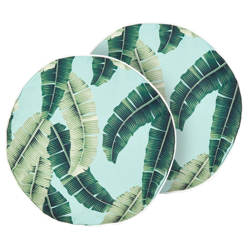 Set di 2 cuscini da giardino in poliestere verde ⌀ 40 cm Motivo a foglie rotondi Design moderno Cuscini decorativi