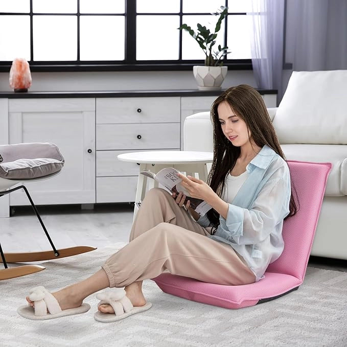 Sedia da Pavimento Poltrona da Terra, Sedia Reclinabile Imbottita, per Salotto Camera da Letto e Studio (Rosa)
