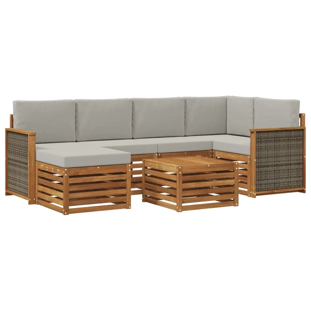 Set divano sezionale con cuscino 6 pcs Naturale e Grigio Chiaro