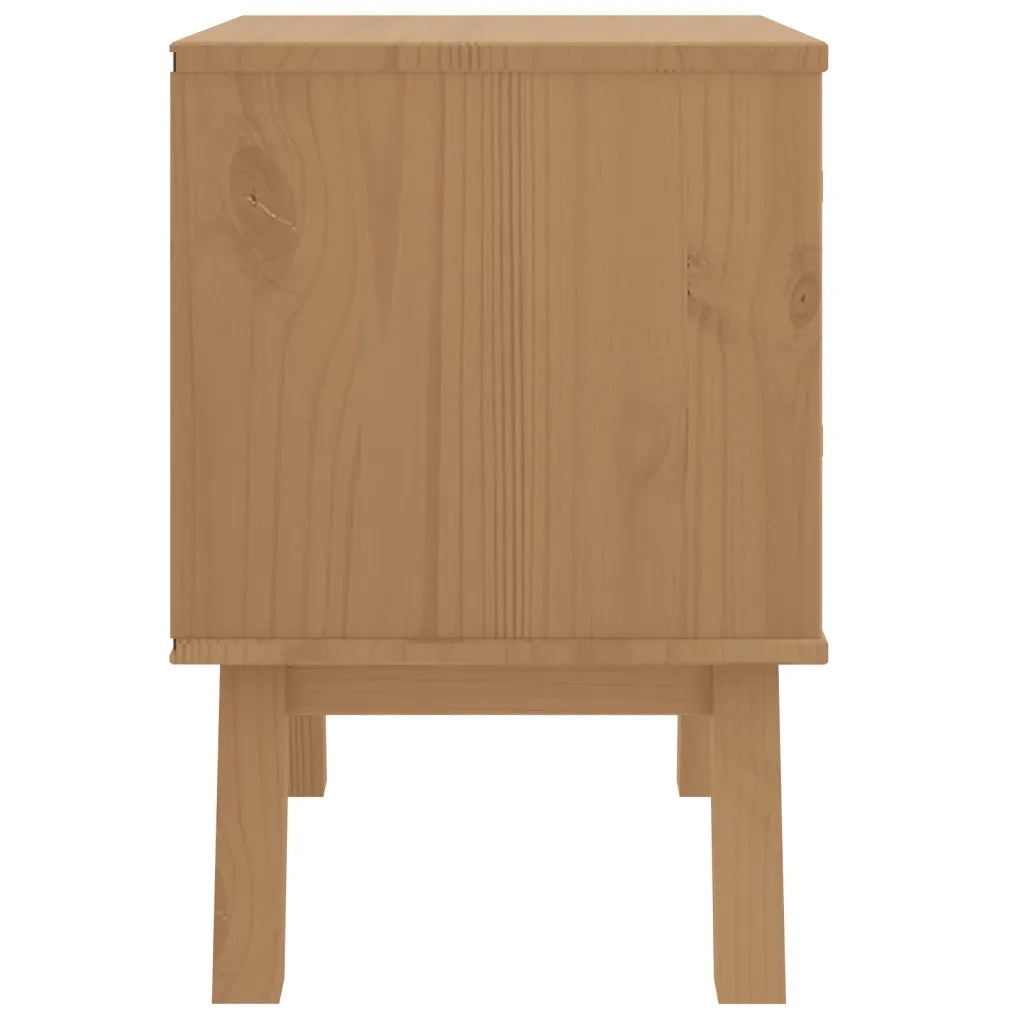 Comodino OLDEN Bianco e Marrone in Legno Massello di Pino 358584