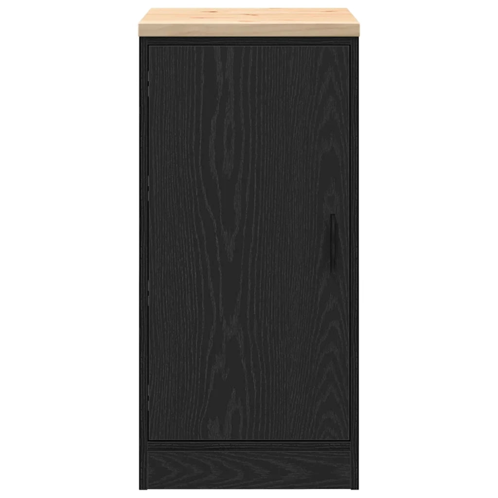Armadietto da Garage Nero 40x51x85 cm in Legno Massello di Pino