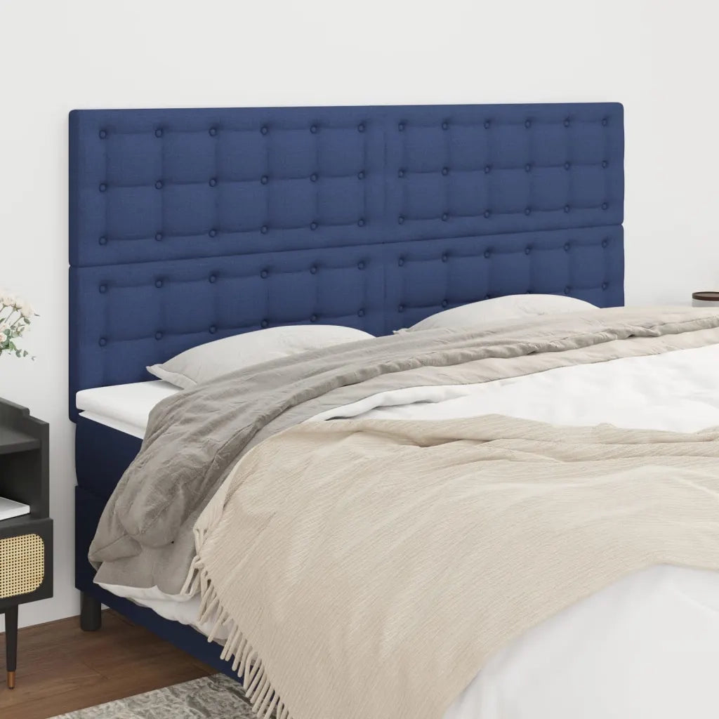 Testiera | Testata Blu 200x5x118/128 cm Tessuto