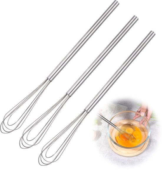 Set di tre utensili da cucina in acciaio inossidabile, mini-garde, garde per mescolare, manico da 16 cm, utensili da cucina, per mescolare, battere, schiumare e mescolare
