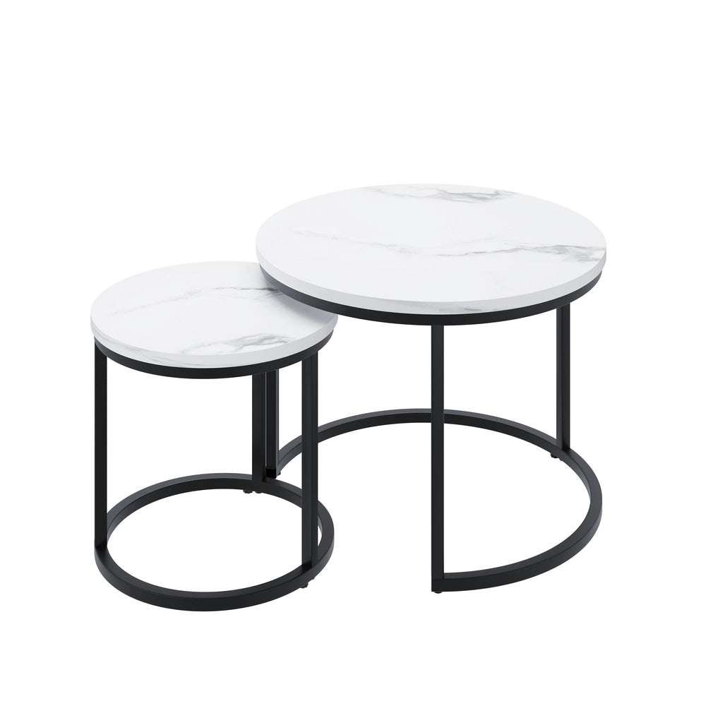 Set 2 Tavolini da Caff¨¨ Rotondi ¨C MINIMAL ¨C Bianco, Metallo, 60cm