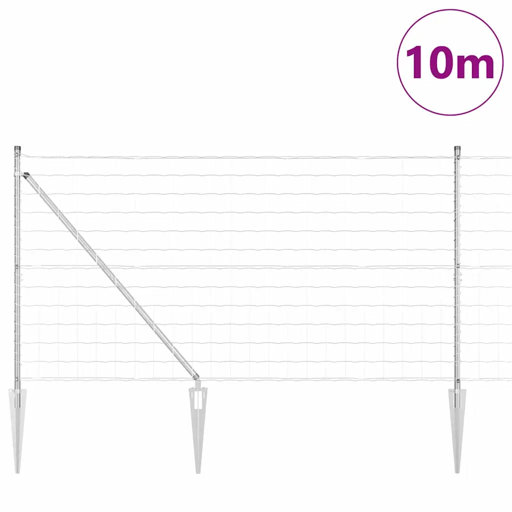 Recinzione con Posto Argento 1,4 x 10 m Acciaio