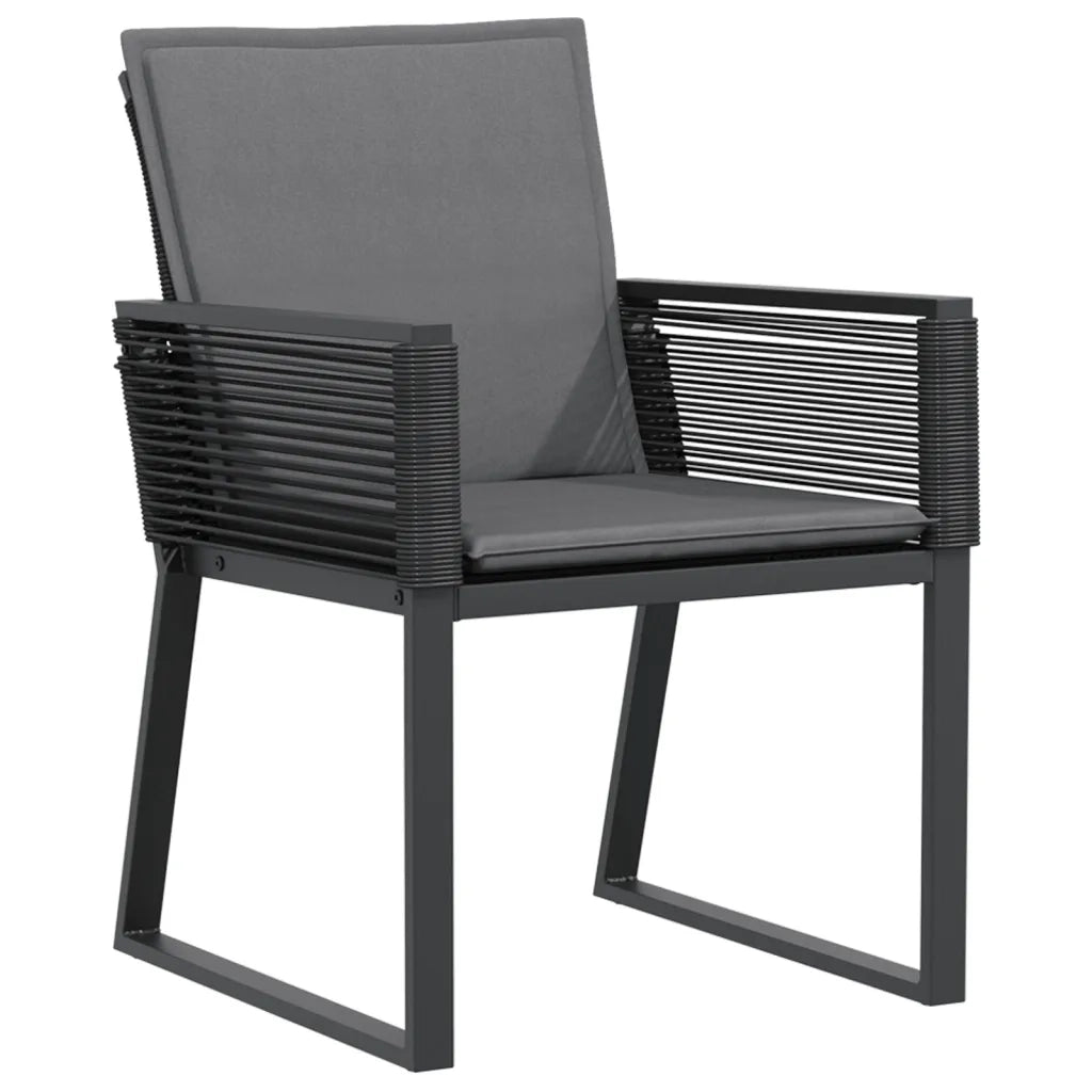 Sedie da Giardino con Cuscini 2 pz Nere in Polyrattan