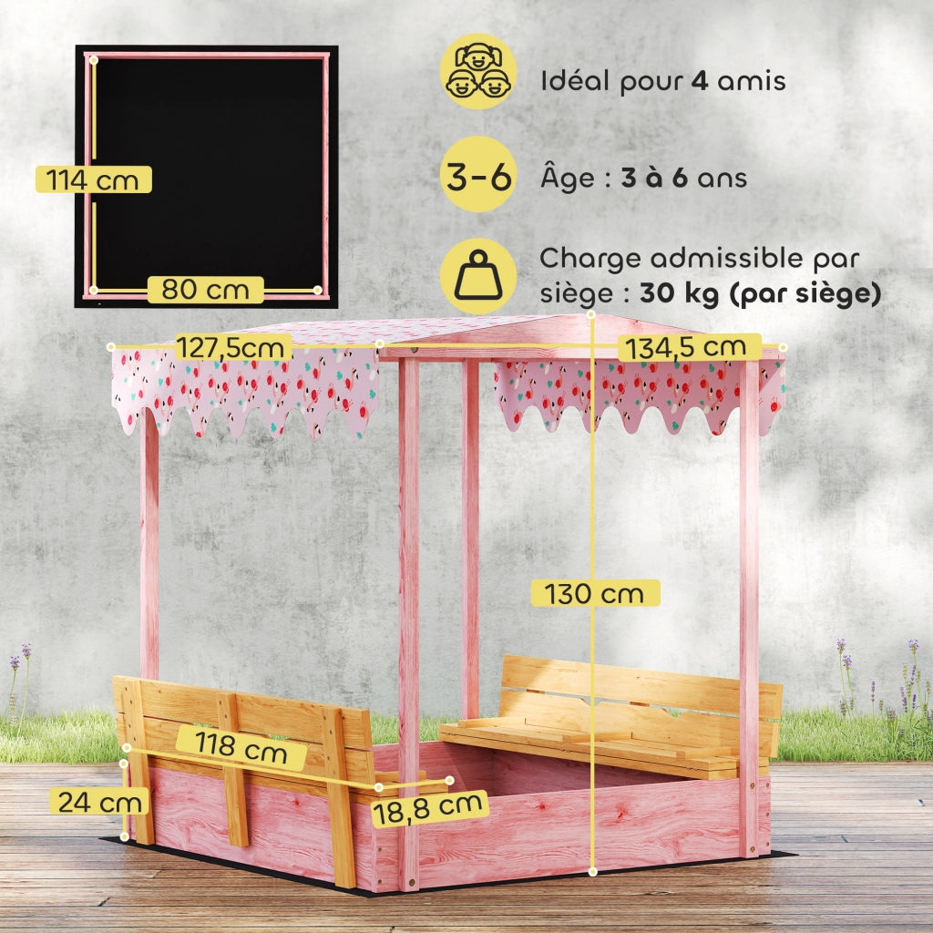 Sandbox in Legno con Coperchio e Sedile Pieghevole ¨C zephmum ¨C Legno Acacia Grigio