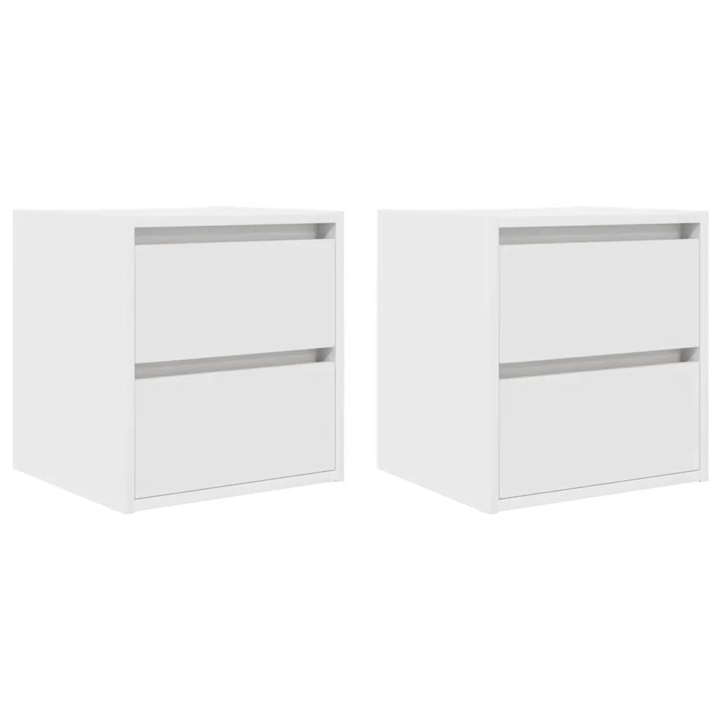 Set di 2 Comodini | Armadio da Notte | Mobiletto da notte a Muro Bianchi 38x34x40 cm