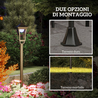 Lampione da Giardino con 6h Autonomia e Ancoraggio a Terra 15x15x127 cm in ABS e Policarbonato Nero
