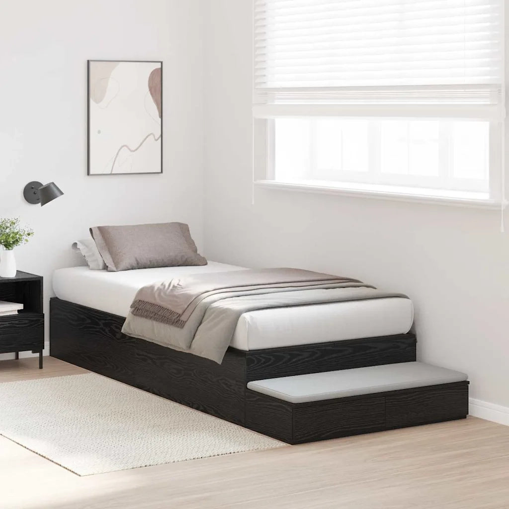 Struttura letto con contenitore con cassetto Rovere Nero 90 cm 3335670