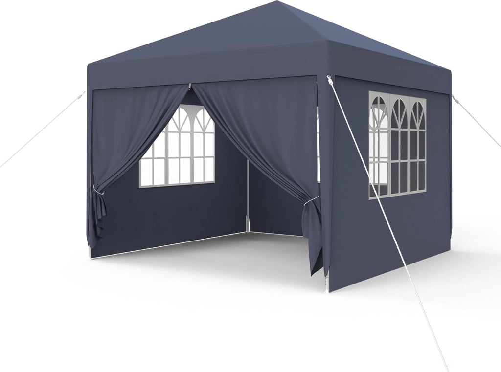 Gazebo Esterno Resistente da Giardino 3 x 6 m con Pannelli Laterali e Finestre in Poliestere Gazebi Tendone per Feste Protezione UV Impermeabile Tenda per Esterni, Antracite