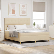 Letto Box Spring con Materasso Panna Super King Tessuto