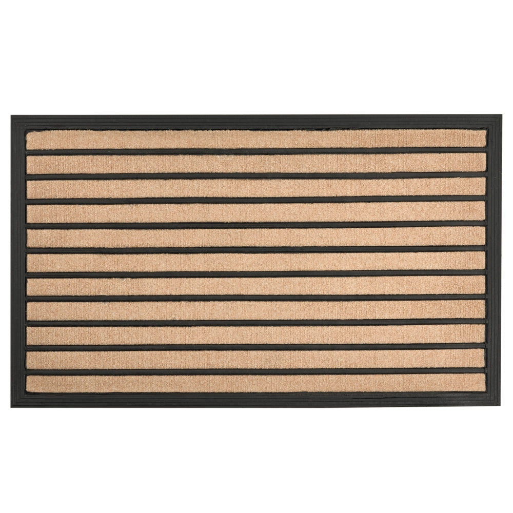 Zerbino in poliestere naturale con fondo in gomma nera antiscivolo 45 x 75 cm motivo a strisce Decorazione moderna per interni